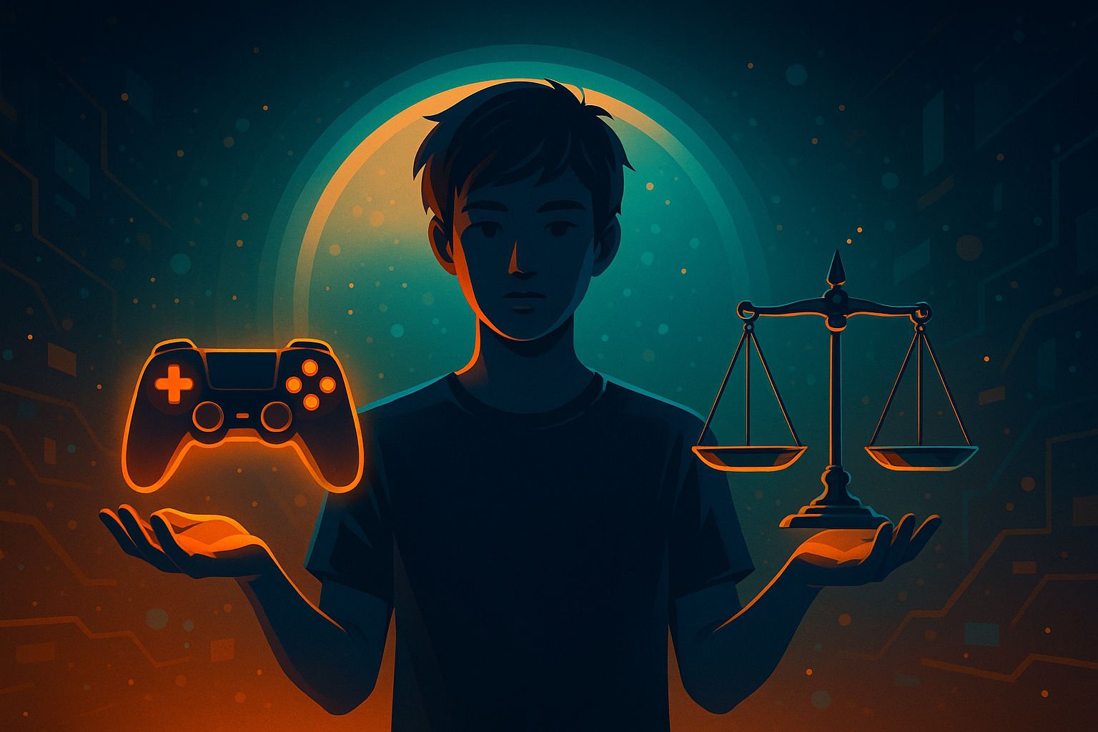 Game Design; Fiktives Bild eines Jungen mit Controller